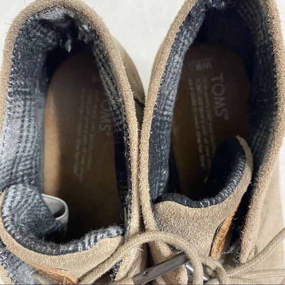 Toms Tan Lace Up Chukka Ankle Wedge Boots Booties 9 Women - Picture 2 of 8